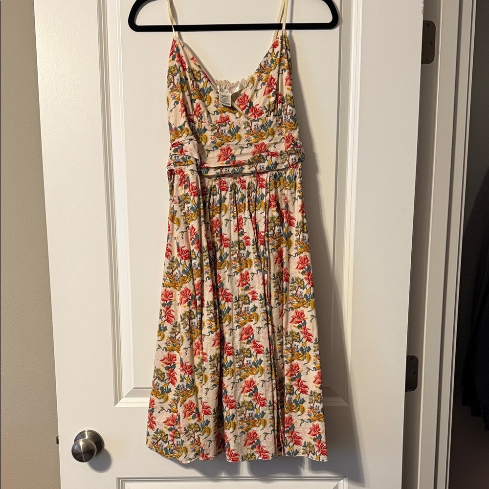 Max Studio Floral Dress - Cream, Red, Green